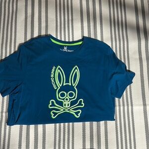Psycho Bunny Blue and Green Short Sleeve Tee with Playful Graphic